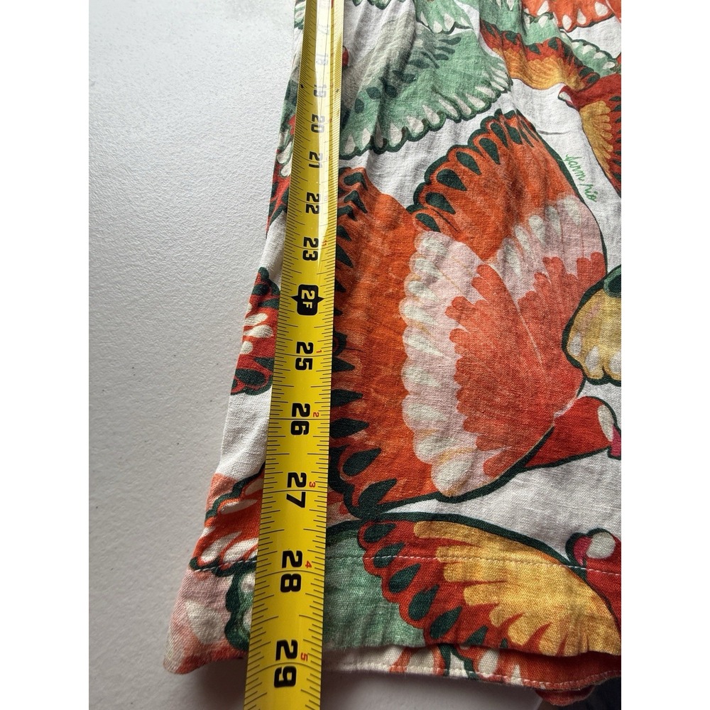 Farm Rio New Anthropologie Ruffle-Sleeve Linen Jumpsuit Size L - Picture 14 of 16